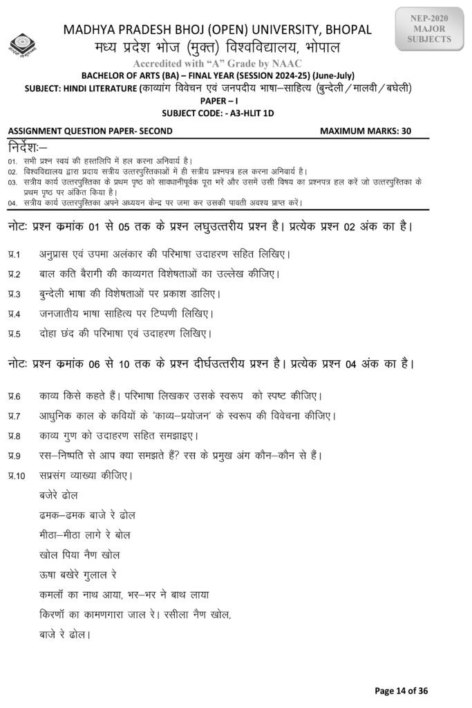 Kavyang Vivechan Evam Janpadiya Bhasha Sahitya Bundeli Malvi Bagheli